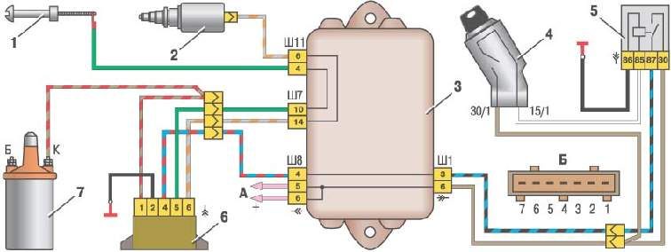 Электрическая схема управления электромагнитным клапаном ВАЗ 2109